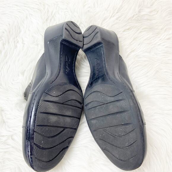 Clarks Bendables 9.5 M Womens Black Leather Slide Mule Buckle Comfort Clogs - Picture 9 of 9